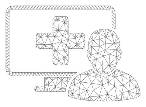 Computer Doctor Polygonal Frame Vector Mesh Illustration Stock Illustration