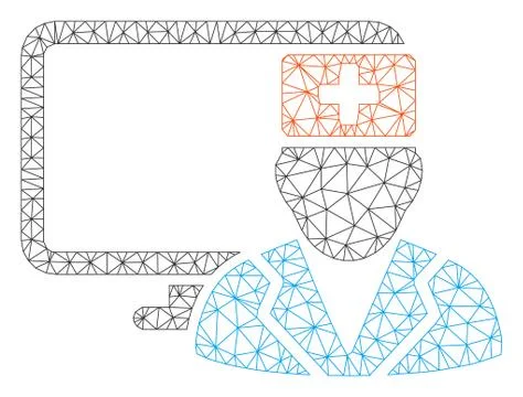 Computer Doctor Polygonal Frame Vector Mesh Illustration Stock Illustration