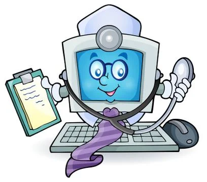 Computer doctor theme image - eps10 vector illustration. Stock-Illustration