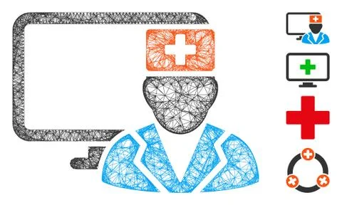 Computer Doctor Web Vector Mesh Illustration Stock Illustration