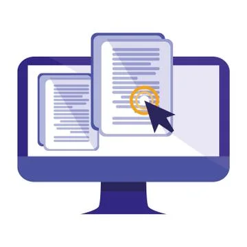 Computer with document and cursor イラスト素材