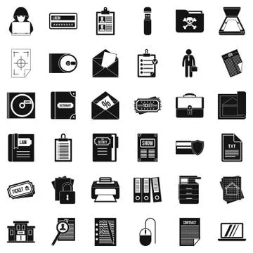 Computer document icons set, simple style Stock Illustration