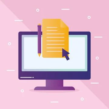 Computer with document pencil and cusor vector design Stock Illustration