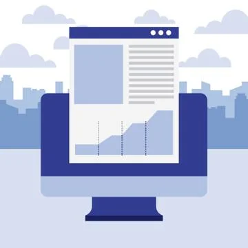 Computer document report chart business Illustrazione stock