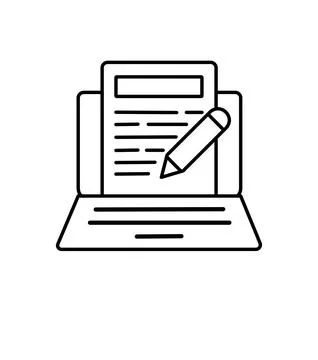 Computer Document Writing Vector Line Icon Illustrazione stock