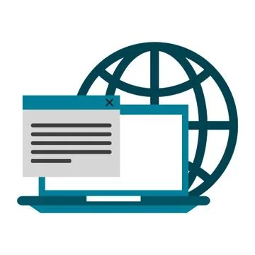 Computer with documents and globe Stock Illustration