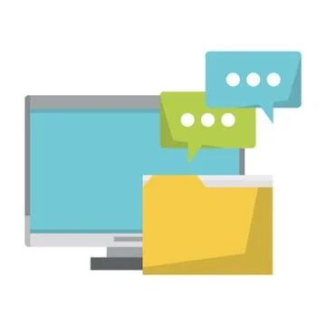 Computer with documents folder 스톡 일러스트