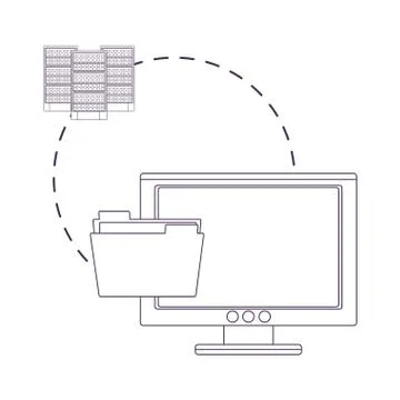 Computer with documents 스톡 일러스트