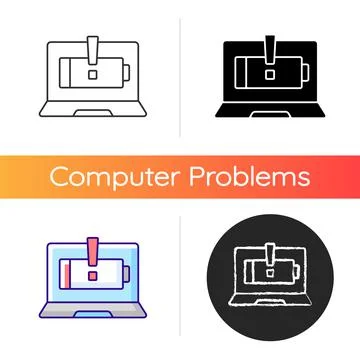 Computer does not charge icon 스톡 일러스트