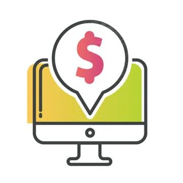 Computer With Dollar 스톡 일러스트