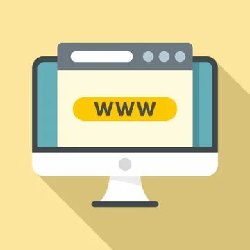 Computer domain icon, flat style Stock Illustration