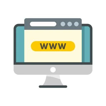 Computer domain icon, flat style Stock Illustration