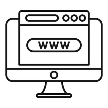 Computer domain icon, outline style Stock Illustration