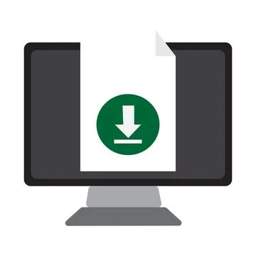 Computer download icon isolated on transparent background Stock Illustration