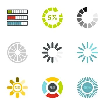 Computer download icons set, flat style 스톡 일러스트