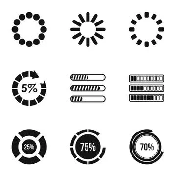 Computer download icons set, simple style Stock Illustration