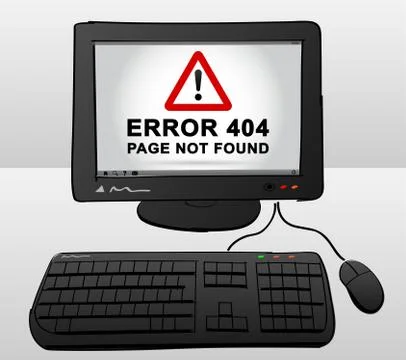 Computer drawing with error on screen Stock Illustration