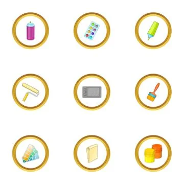 Computer drawing icons set, cartoon style Illustrazione stock