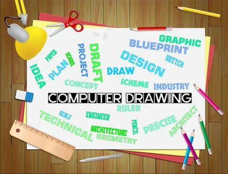 Computer Drawing Shows Sketching Design And Designer Illustrazione stock