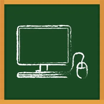 Computer drawn on chalkboard Illustrazione stock