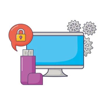 Computer drive flash security data system Stock Illustration