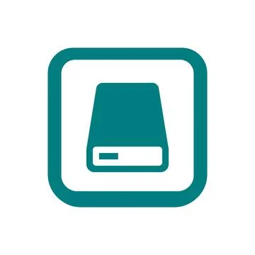Computer drive unit symbol teal square border illustrates internal storage .. Ilustração Stock