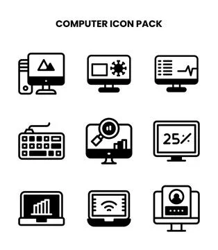 Computer DuoTone Bundle Icons Pack 库存插图