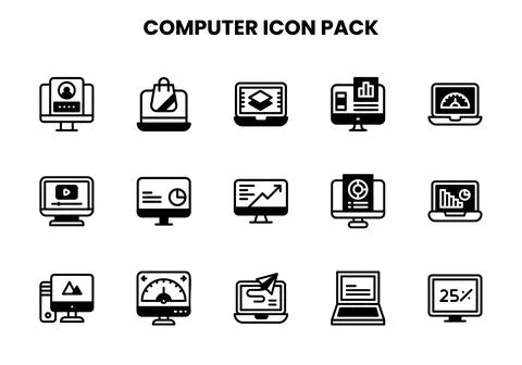 Computer DuoTone Set Icons Pack Stock Illustration
