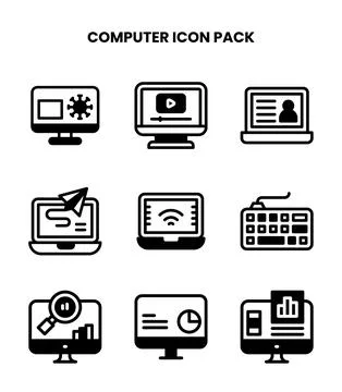 Computer DuoTone UI Icons Pack Stock Illustration