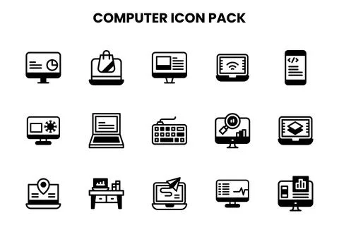 Computer DuoTone UI Icons Pack Stock Illustration
