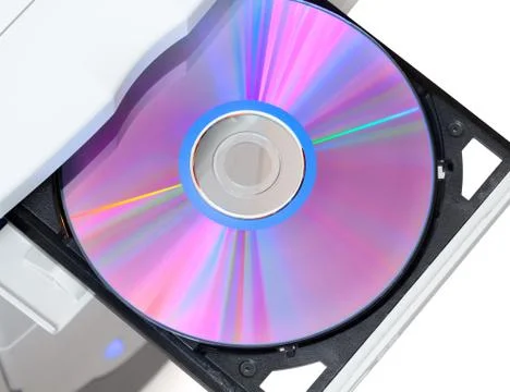 Computer with dvd in open tray Stock Photos