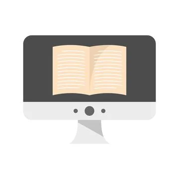 Computer ebook icon flat isolated vector Stock Illustration