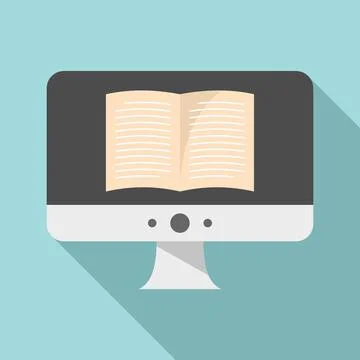 Computer ebook icon, flat style Illustrazione stock