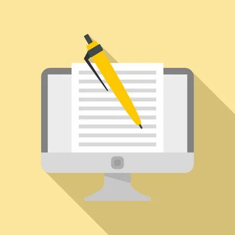 Computer editor icon, flat style Stock Illustration