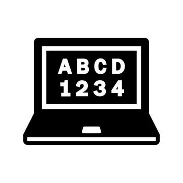 Computer, education, e learning, online study black icon Stock Illustration