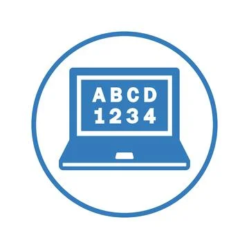 Computer, education, e learning, online study blue icon Stock Illustration
