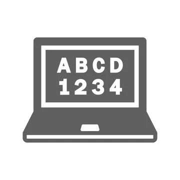 Computer, education, e learning, online study gray icon Stock Illustration