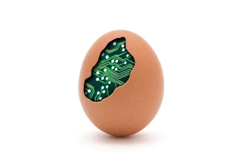 Computer egg isolated on white with clipping path Foto stock
