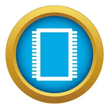 Computer electronic circuit board icon blue vector isolated Illustrazione stock