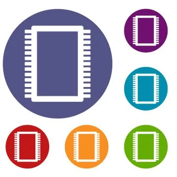 Computer electronic circuit board icons set 스톡 일러스트