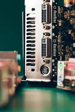 Computer electronic circuit board with processor close up 写真素材