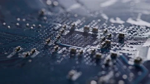 Computer electronic circuit board with radial conductor tracks and SMD Stock-Footage 164088650