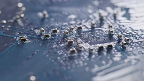 Computer electronic circuit board with radial conductor tracks and SMD Stock-Footage 164167480