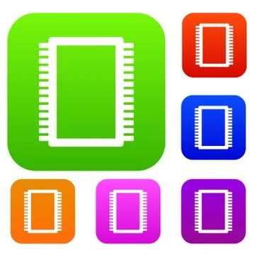 Computer electronic circuit board set color collection Illustrazione stock