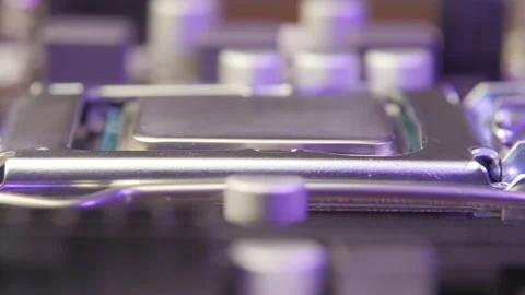 Computer electronic motherboard close-up CPU without cooler. Stock-Footage 170692037