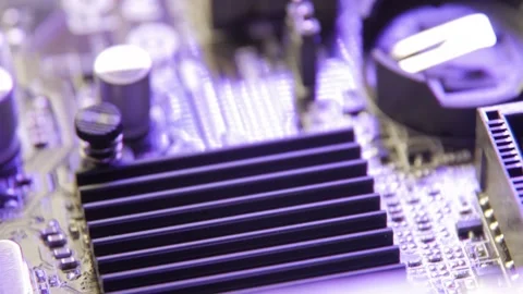 Computer electronic motherboard close-up elements. Macro shot. Stock-Footage 170692155