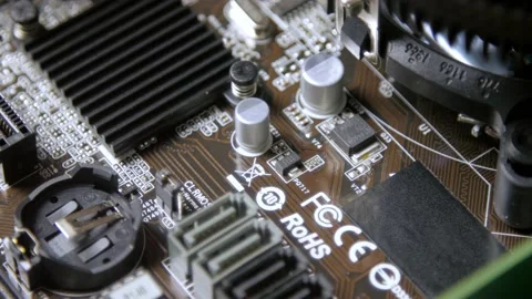 Computer electronic motherboard close-up elements. Macro shot. 스톡 동영상 170692640