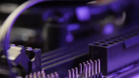 Computer electronic motherboard close-up elements. Macro shot. Stock-Footage 170692712