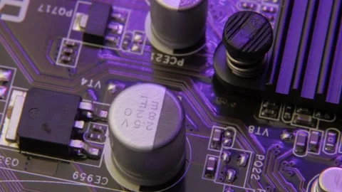 Computer electronic motherboard close-up elements. Macro shot. Stock-Footage 170692842