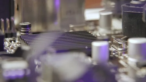 Computer electronic motherboard close-up elements. Macro shot. Stock-Footage 170692893